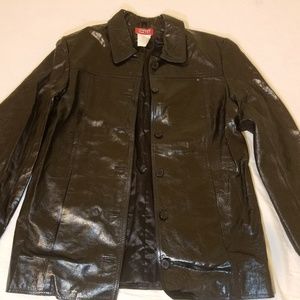 Esprit VTG Black Leather Button Up Jacket